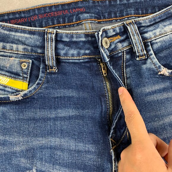Diesel Mens Pants 32 Blue Distressed Jeans Shioner Regular Straight Italy 32x27 - Picture 6 of 15